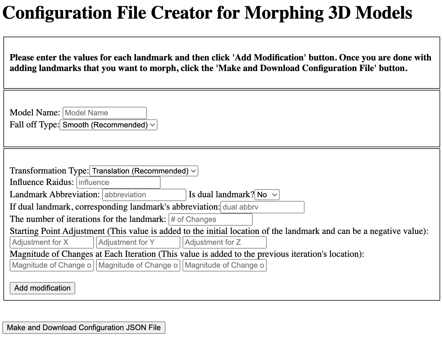 Configuration File Creator Webpage